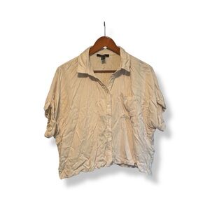 [Forever 21] Cream Cropped Button Down Shirt